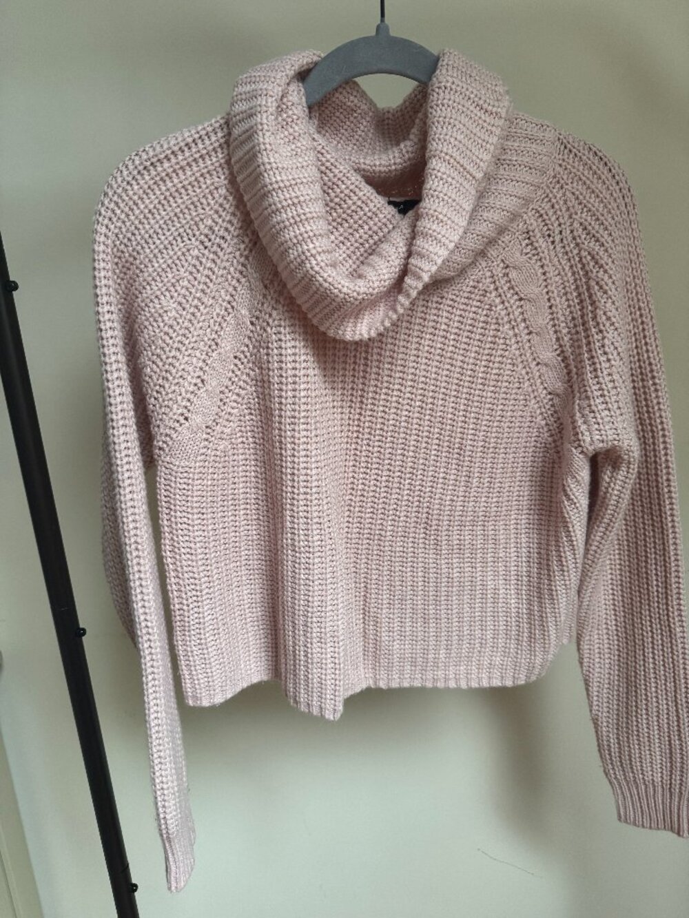 Pink Knit Cropped Turtleneck Sweater